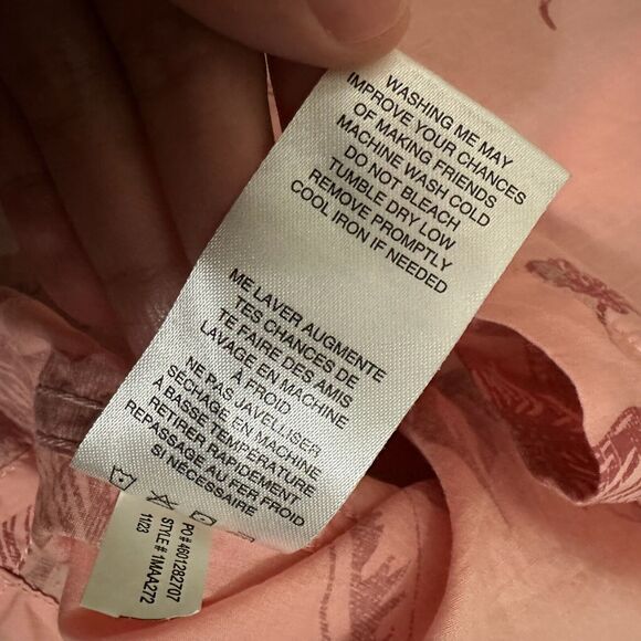 TRAVIS MATHEW Yacht Rockin Floral Camp Shirt Peach Pink Button Up LS - Picture 9 of 11